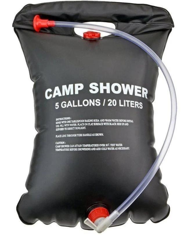 {{Camping Gear {{ Hiking Gear }} }} - {{Tac Treasure Shop }} {{Shower hose locked in place}} {{Full Shower Bag displayed  }}