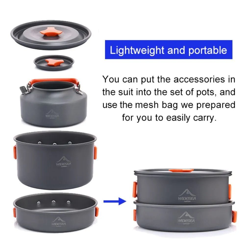 {{Camping Gear {{ Hiking Gear }} }} - {{Tac Treasure Shop }} {{ Outdoor Cookware Set}} {{ 5 Piece Stackable set }} {{ lightweight Portable }}