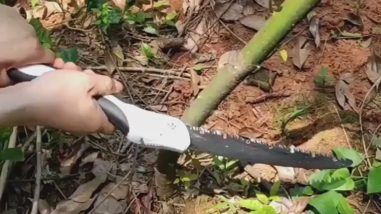 {{hiking gear}} {{Tac Treasure Shop}} {{ handsaw in use }}  {{ cutting various branches }}