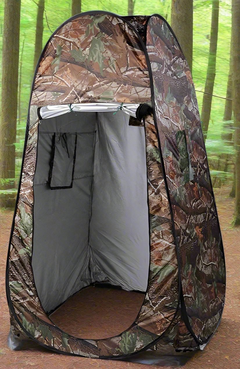 {{Camping Gear {{ Hiking Gear }} }} - {{Tac Treasure Shop }} {{ Privacy Tent }} {{ Stock Photo }}  {{ Tent Set Up and Open }}