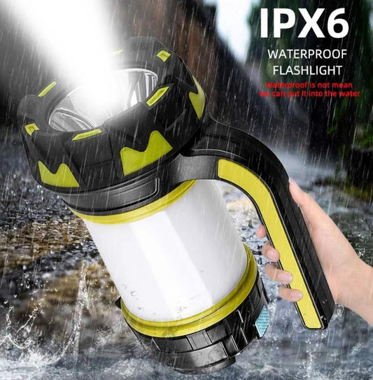 {{Camping Gear {{ Hiking Gear }} }} - {{Tac Treasure Shop }} {{ Rechargeable Flashlight}} {{ Shown in Rain }} {{ Waterproof }}