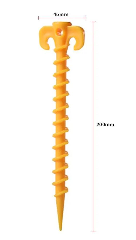 {{Camping Gear {{ Hiking Gear }} }} - {{Tac Treasure Shop }} {{ Dimensions Photo. Single tent stake 45mm X 200mm Stake shown vertically }}