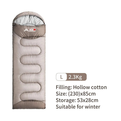 {{Camping Gear {{ Hiking Gear }} }} - {{Tac Treasure Shop }} {{  Beige winter sleeping bad shown in larger size 230X85cm storage 53X28cm. Suitable for winter. }}